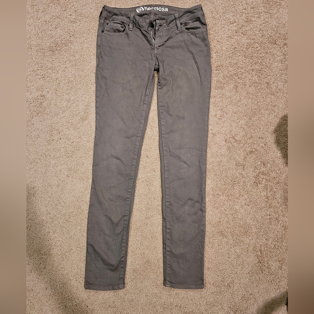 B Hermosa Womens super skinny gray jeans